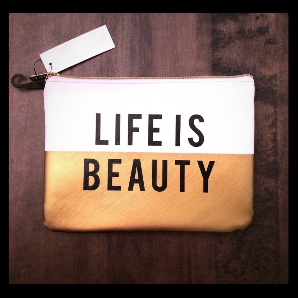 Gold and White Clutch/ Cosmetic Bag